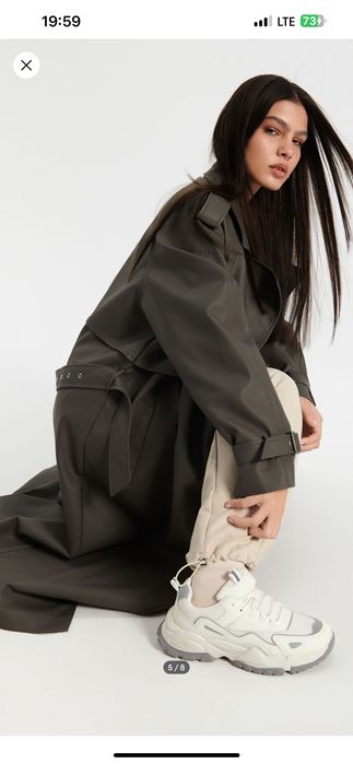 Тренч (шкірзам) графіново-сірий/