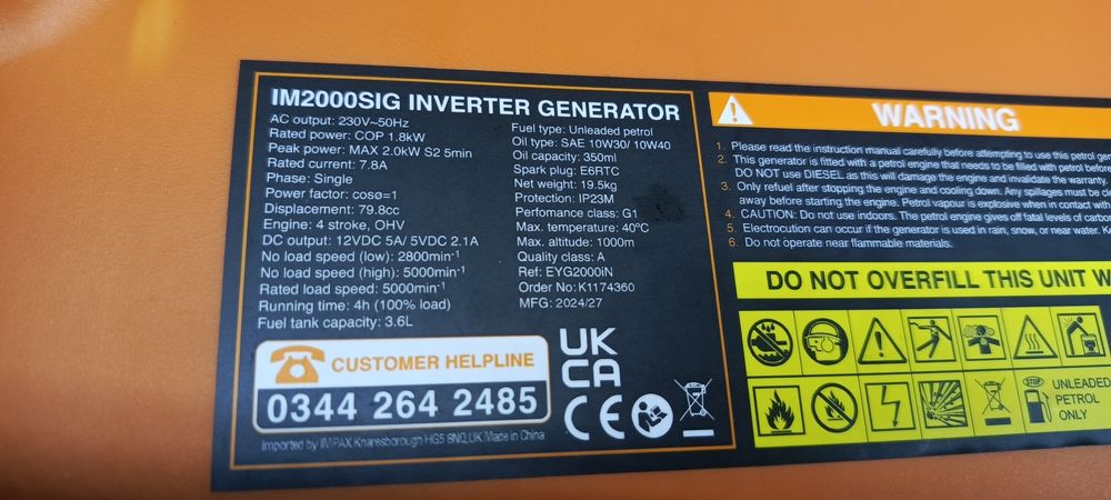 Agregat prądotwórczy impax IM2000SIG