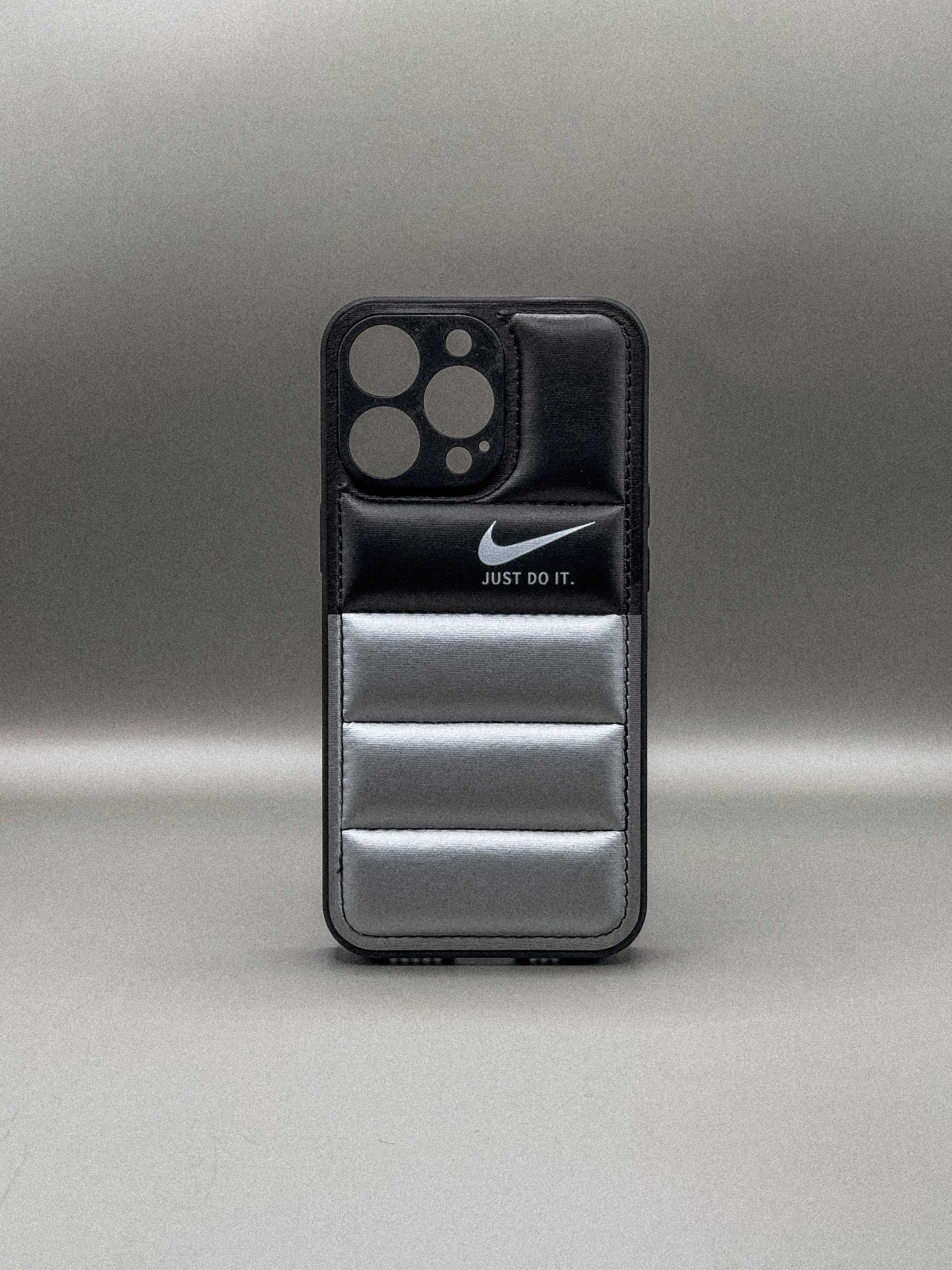 Чохол силікон пуховик пуффер срібло пейзаж лого The North Face iPhone