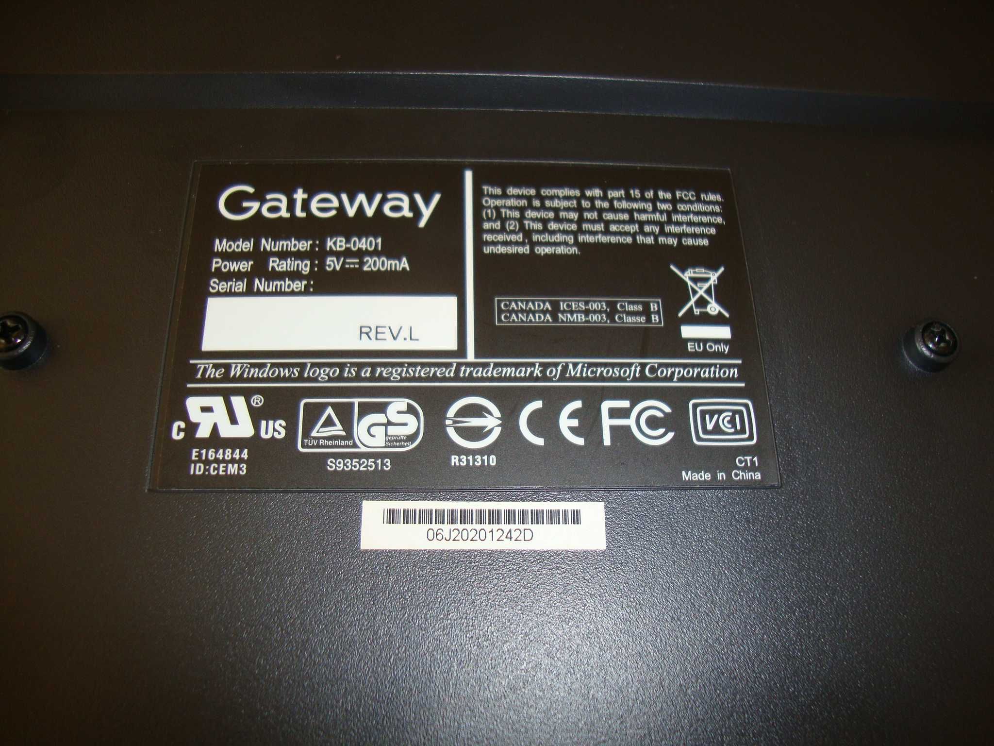 Teclado para computador gateway