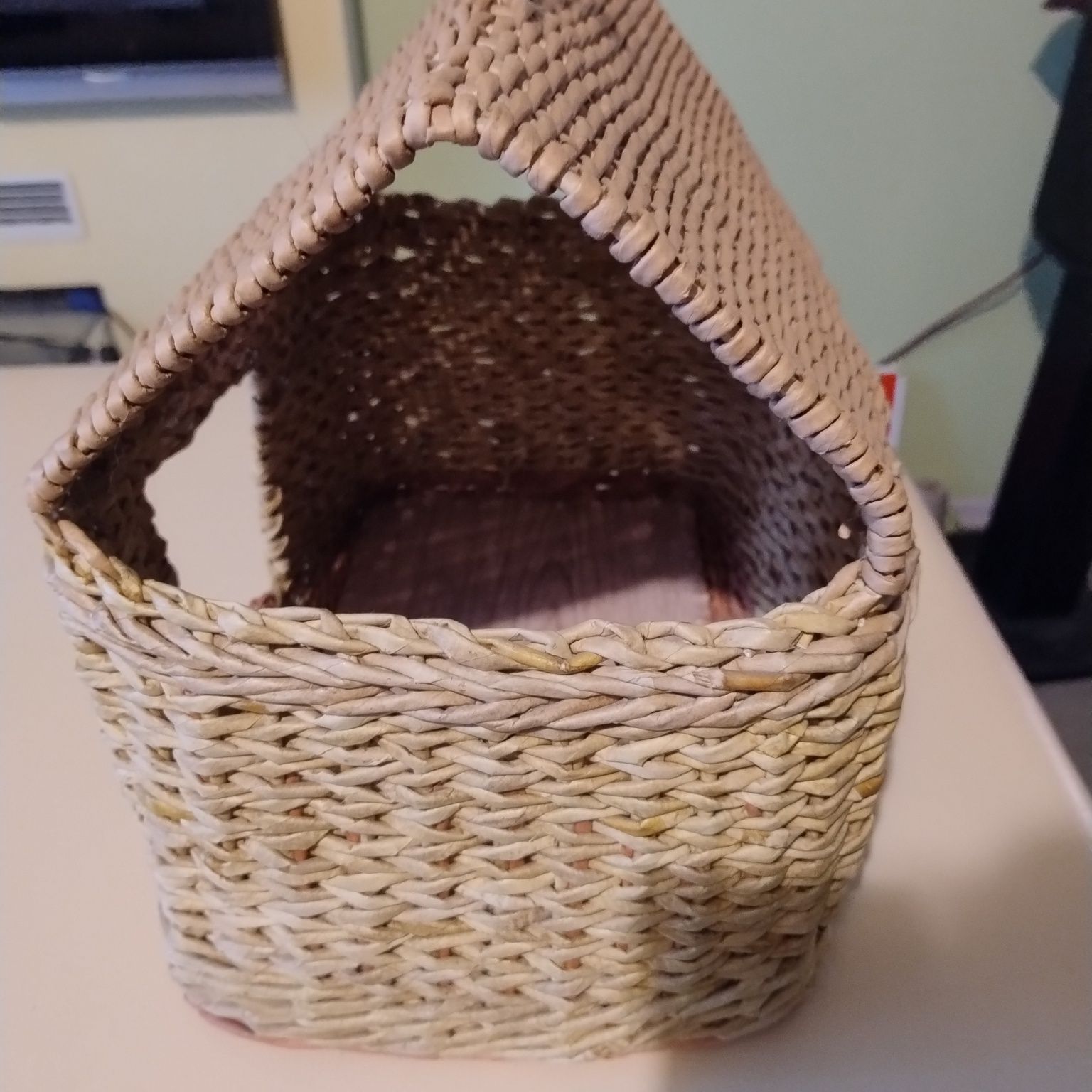 Плетёный домик из лозы для котят
