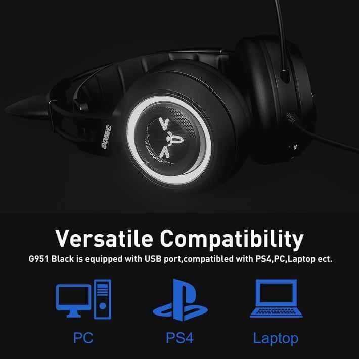 NOWY SOMIC G951 Black Cat Ear Gaming Headset With LED