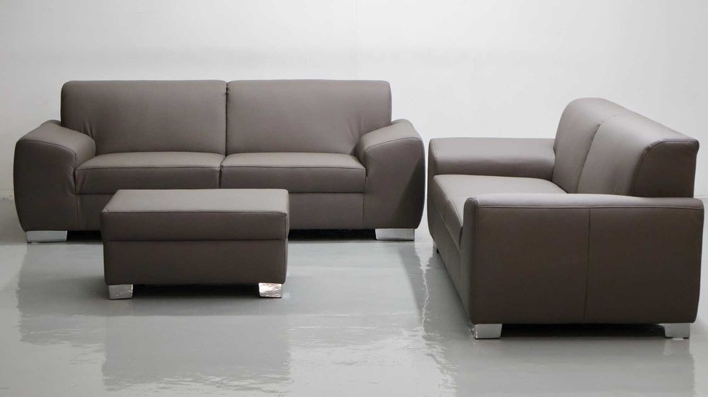 TAB nowy komplet 3+2+PUFA SOFA kanapa, zestaw CZEKOLADOWA ECO SKÓRA s