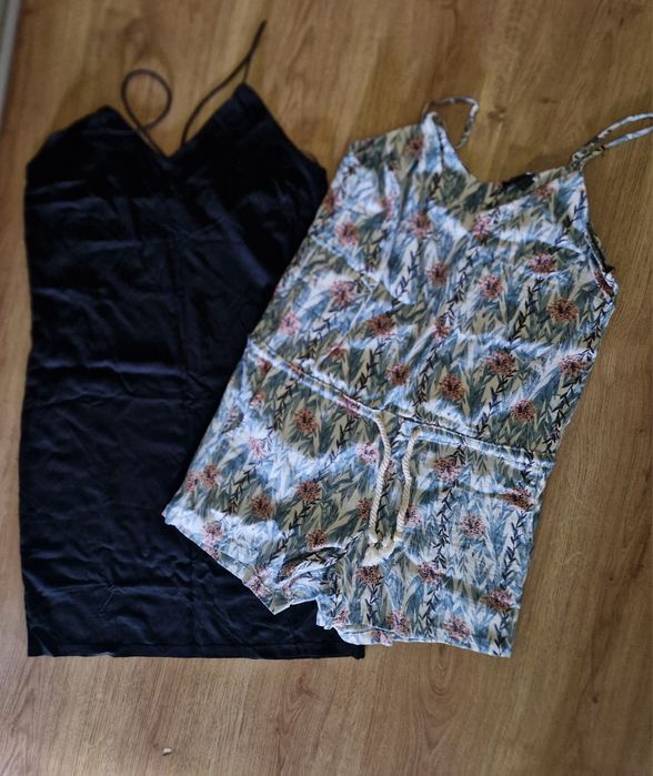 Zestaw r. 38 kombinezon lniany + czarna sukienka wiskoza