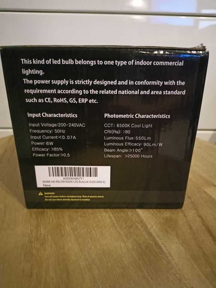 SHINE HAI R63 60W 6500K Zimna Biała Żarówka LED  6-pak NOWOŚĆ