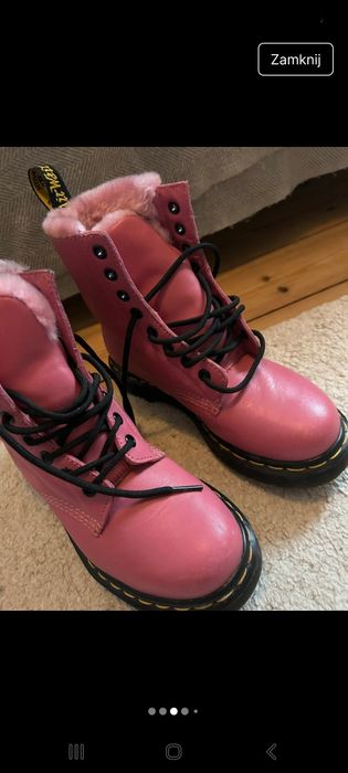 Oryginalne dr Martens martensy glany 36 rozmiar 3 różowe ocieplane