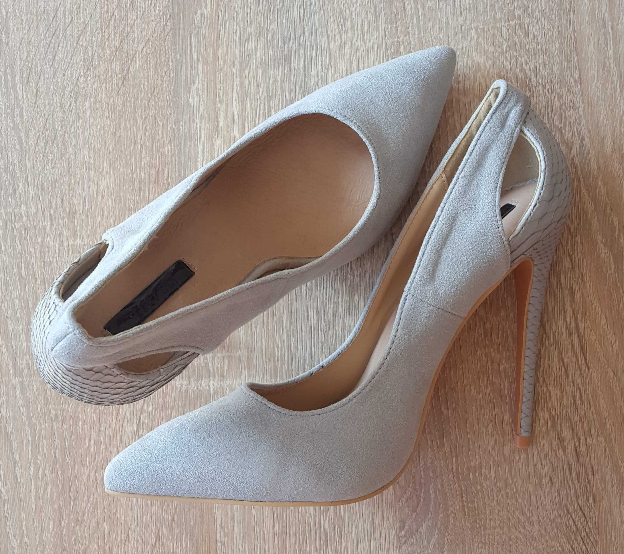Nowe buty Lost Ink 40 szare szpilki obcasy wysokie eleganckie szpic