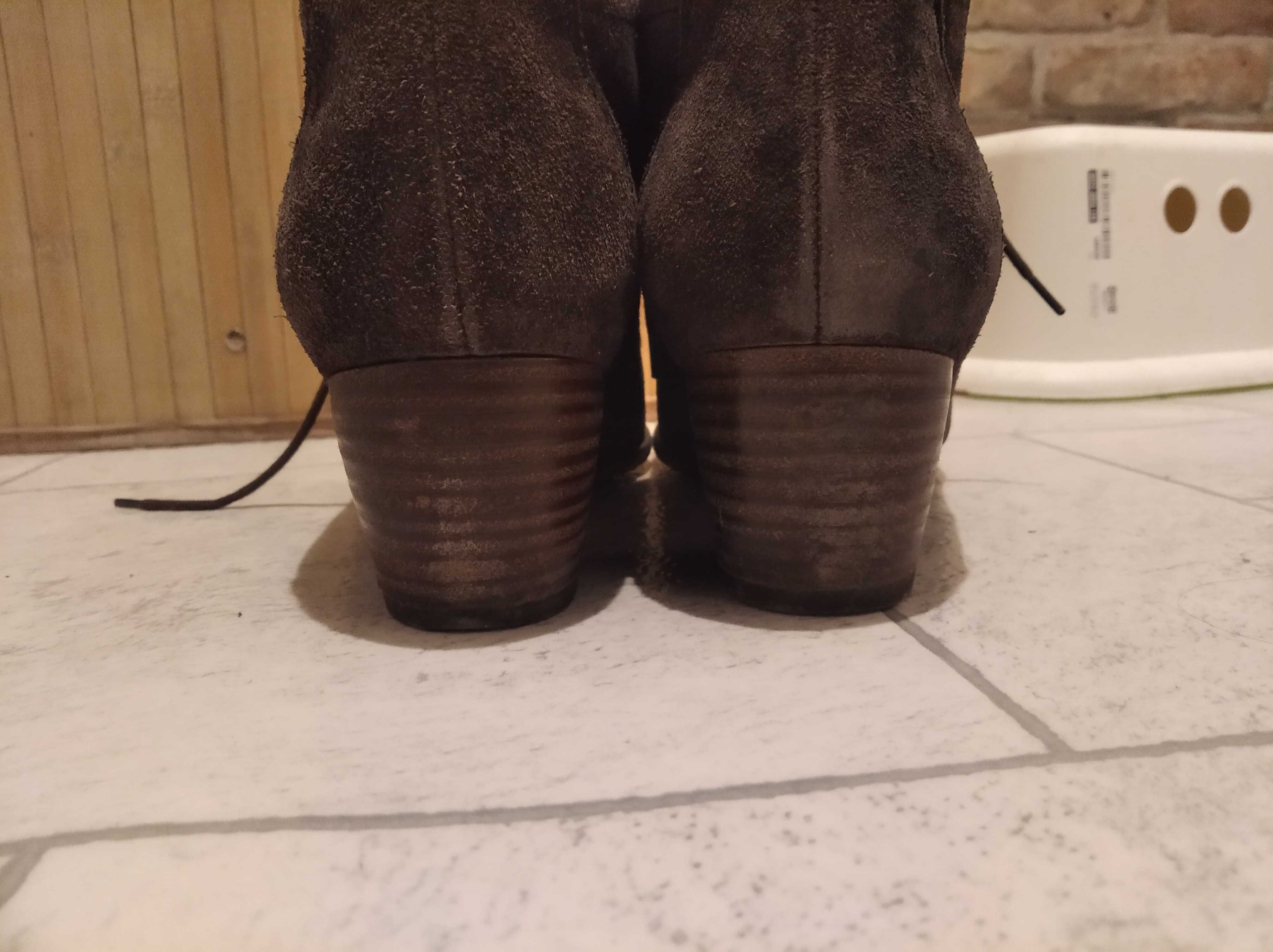 buty/ botki skórzane/zamsz/, 39  Luftpolster, półbuty