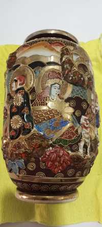 Pote Satsuma pintado a Ouro 24Q Original (séc. XIX), "Deuses e Rakans"