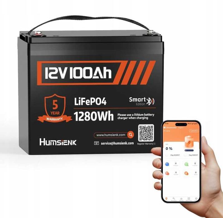 Акумулятор LiFePO₄ 12V 100Ah 10 кг, з Bluetooth та BMS 100A
