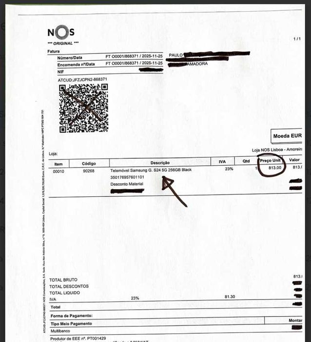 samsung s24 256gb negro - novo, caixa selada !!!