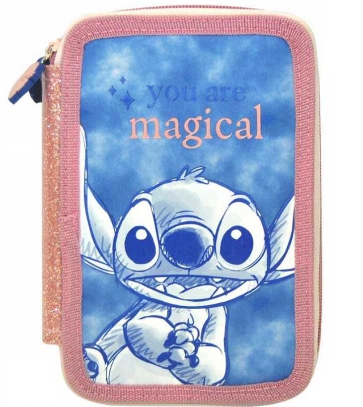Lilo i Stitch piórnik rozkładany dwukomorowy z wyposażeniem przyborami
