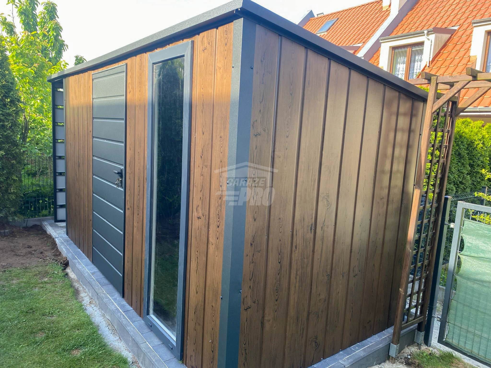 Schowek Domek Ogrodowy 3,5x2m + wiata 0,7m  Drzwi okno dach GP553
