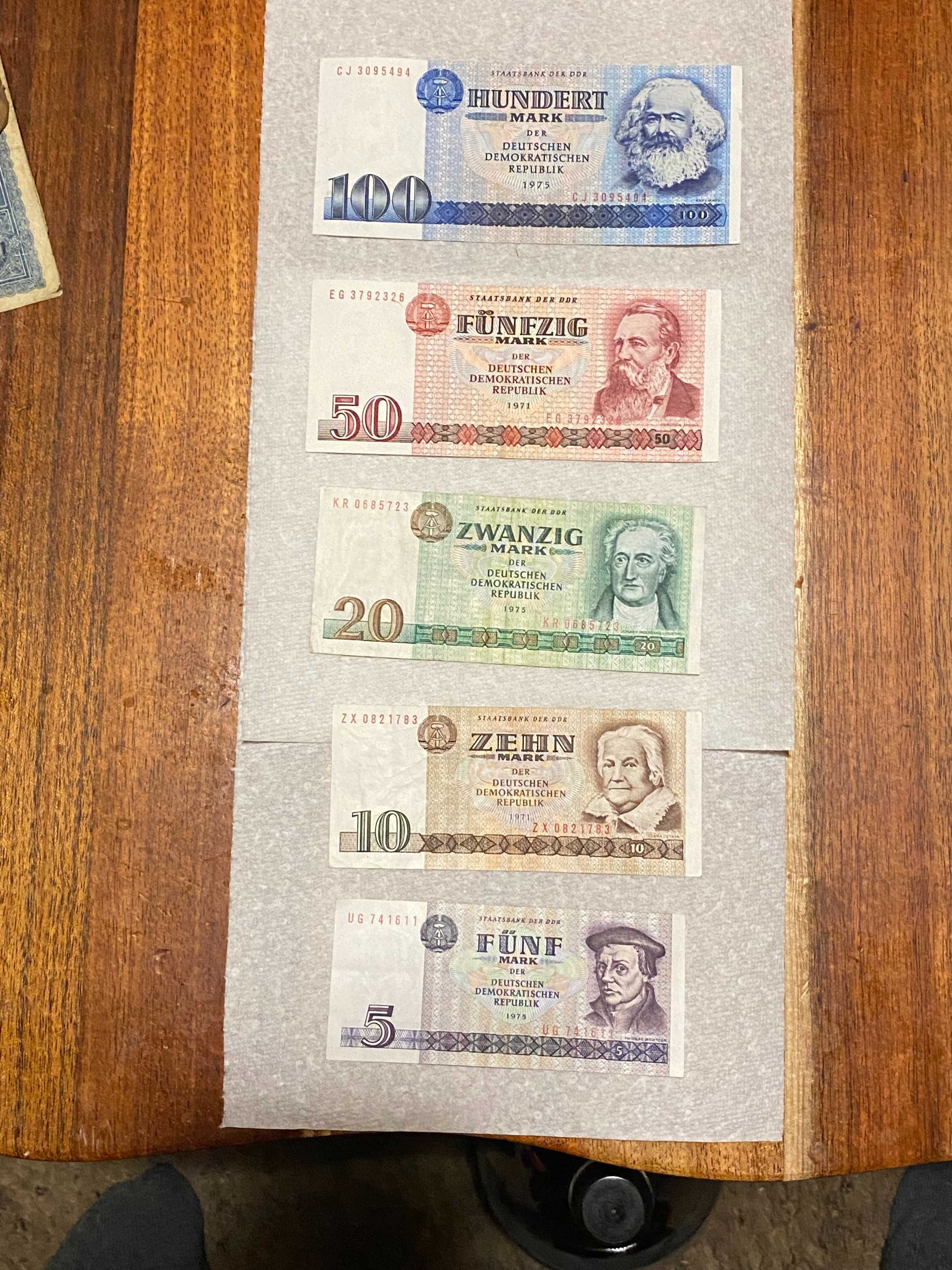 DDR   Niemcy wschodnie   Unikalny zestaw  banknotow