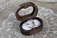 Małe pudełko na obrączki - drewniane rustykalny/boho ślub - owalne