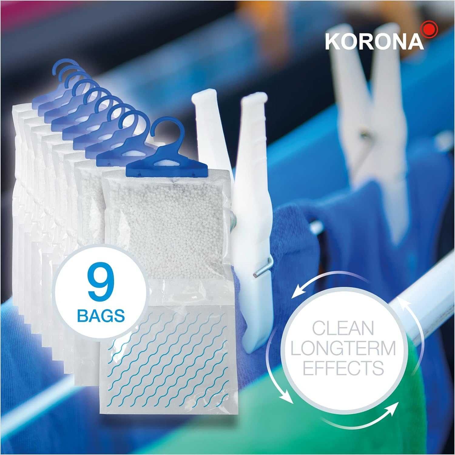 Korona 82152 osuszacz garderobiany | 9 worków osuszających z uchwytem