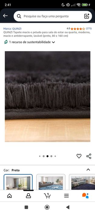 Tapete preto 180cmx270cm