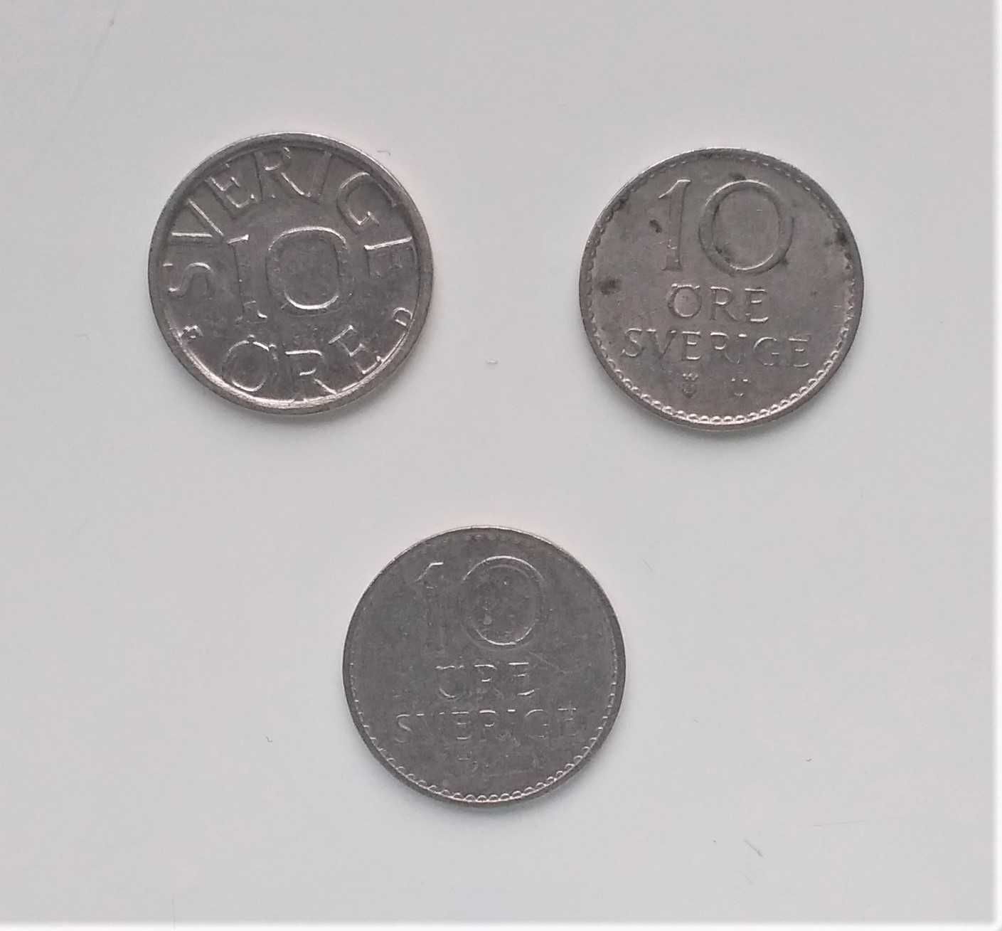 Три монеты Швеции 10 эре, 1968/69/88 год, VF - 1 лот