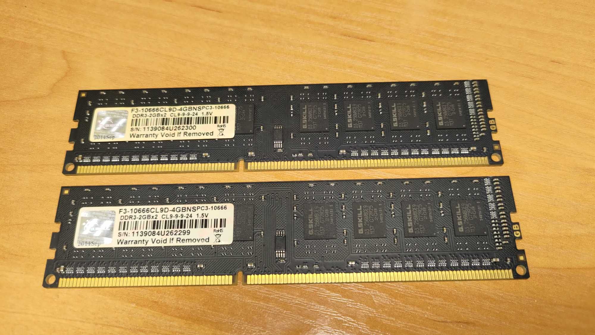 Оперативная память G Skill DDR3 2GB 1333MHz CL9 - 2+2=4ГБ Цена за пару