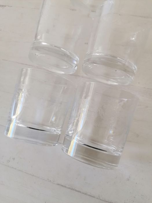 Conjunto 4 Copos Whisky em Vidro Trabalhado Base Grossa