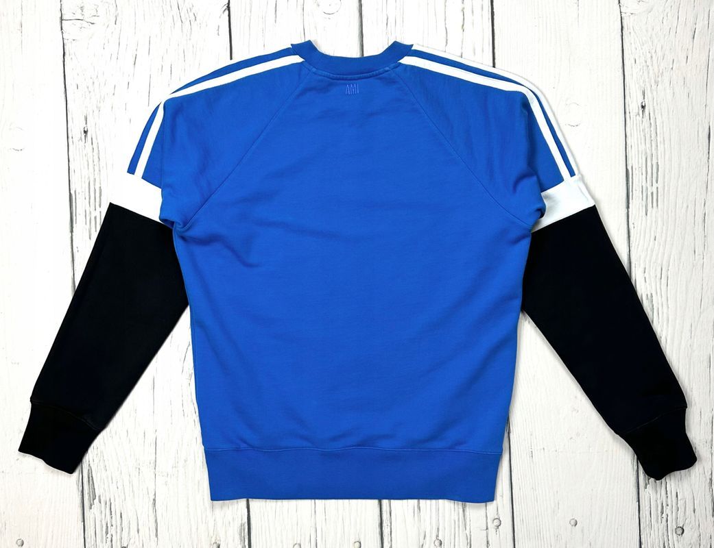 Ami Paris Bluza Crewneck Męska Lampasy Logo na Piersi r. M