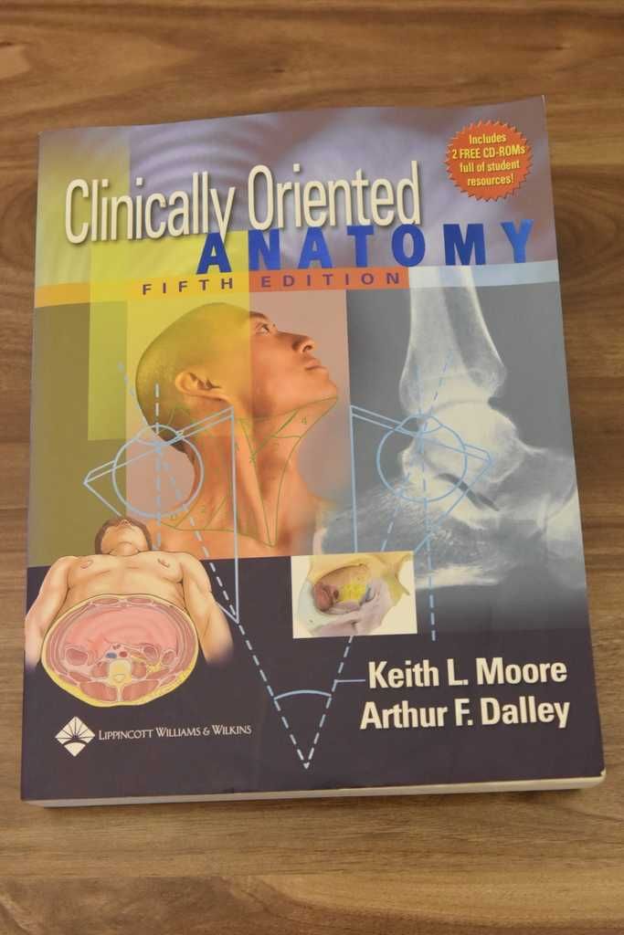 Książki "Clinically Oriented Anatomy" K. L. Moore i A. F. Dalley +2xCD