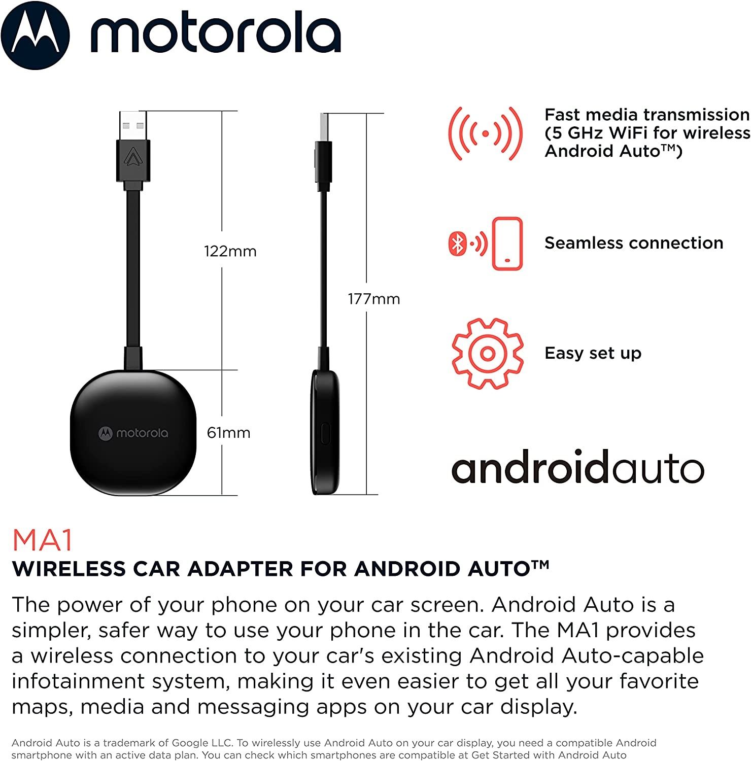 Motorola MA1 Беспроводной автомобильный адаптер  для Android auto