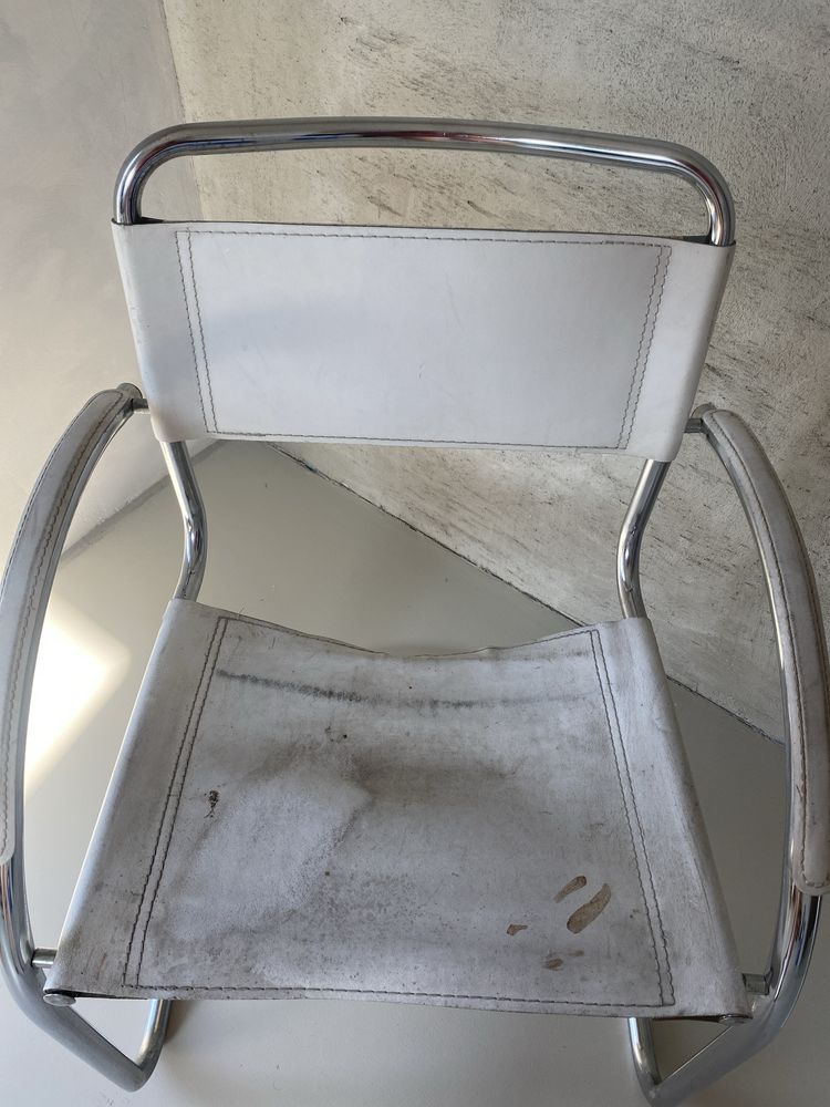 Włoskie krzesło bauhaus Mart Stam chrom skóra made in italy vintage