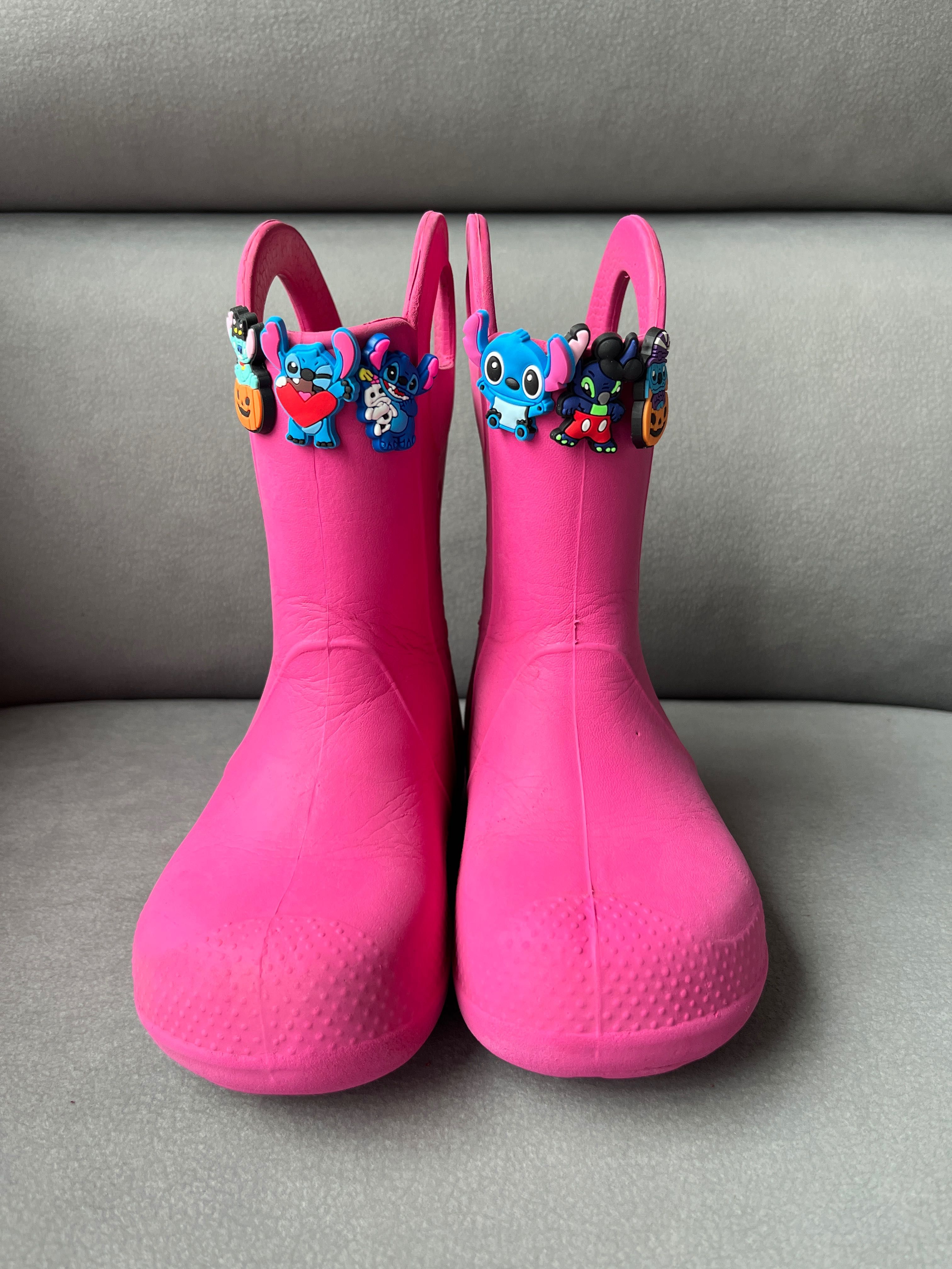 Crocs różowe Kalosze   Przypinkami Stitch – Rozmiar C10 27-28