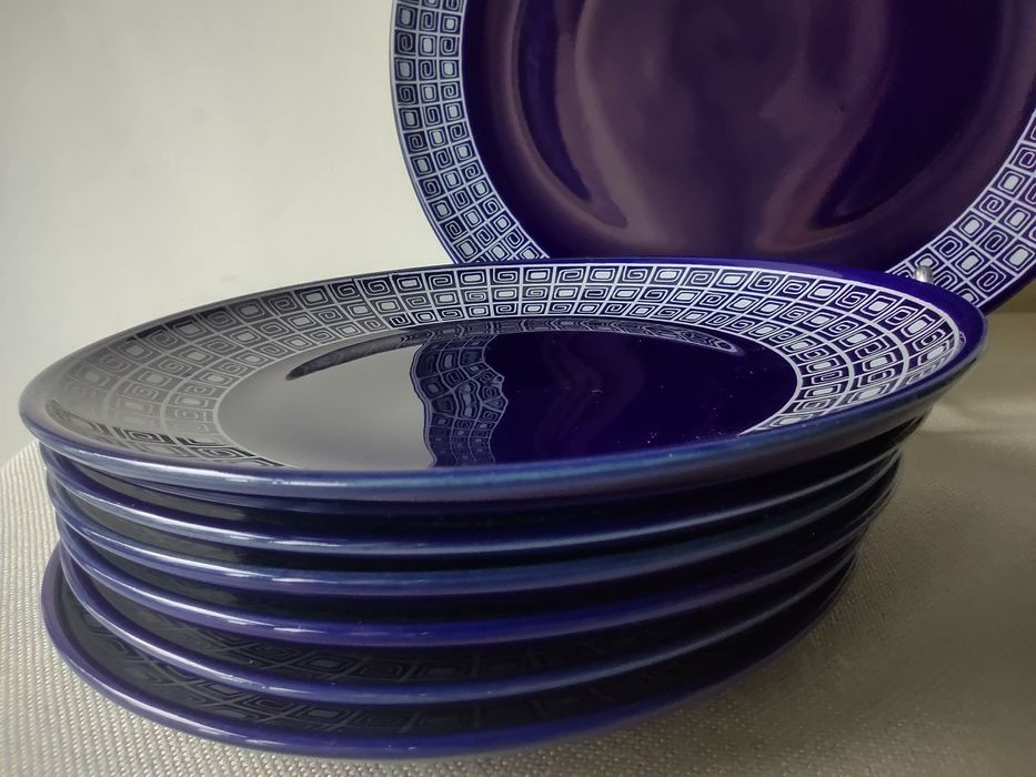 Ceramika Pruszków talerze zestaw (6+1)deserowy porcelit kolekcja PRL