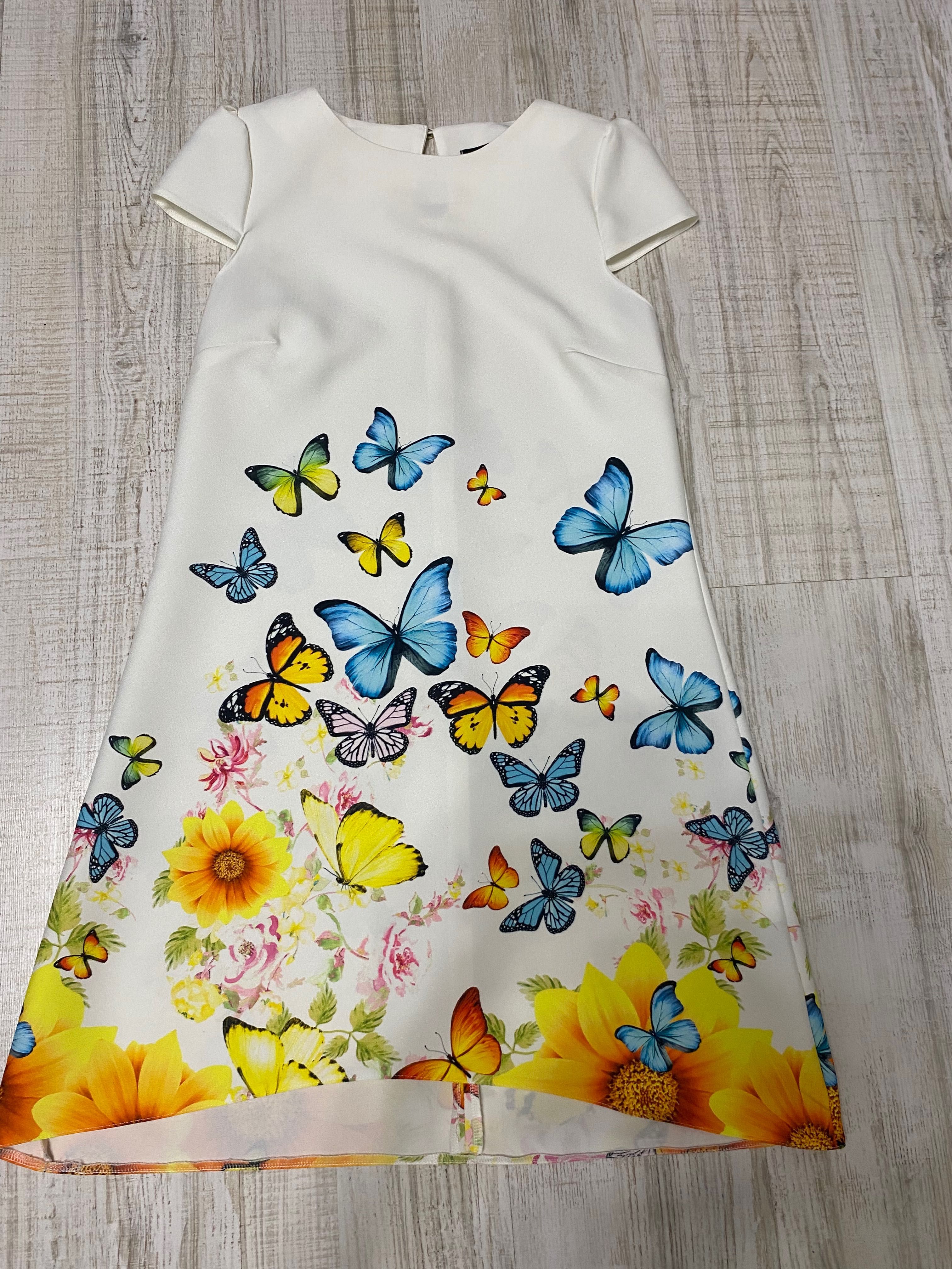 Sukienka biała w kwiaty i motylki rozmiar S