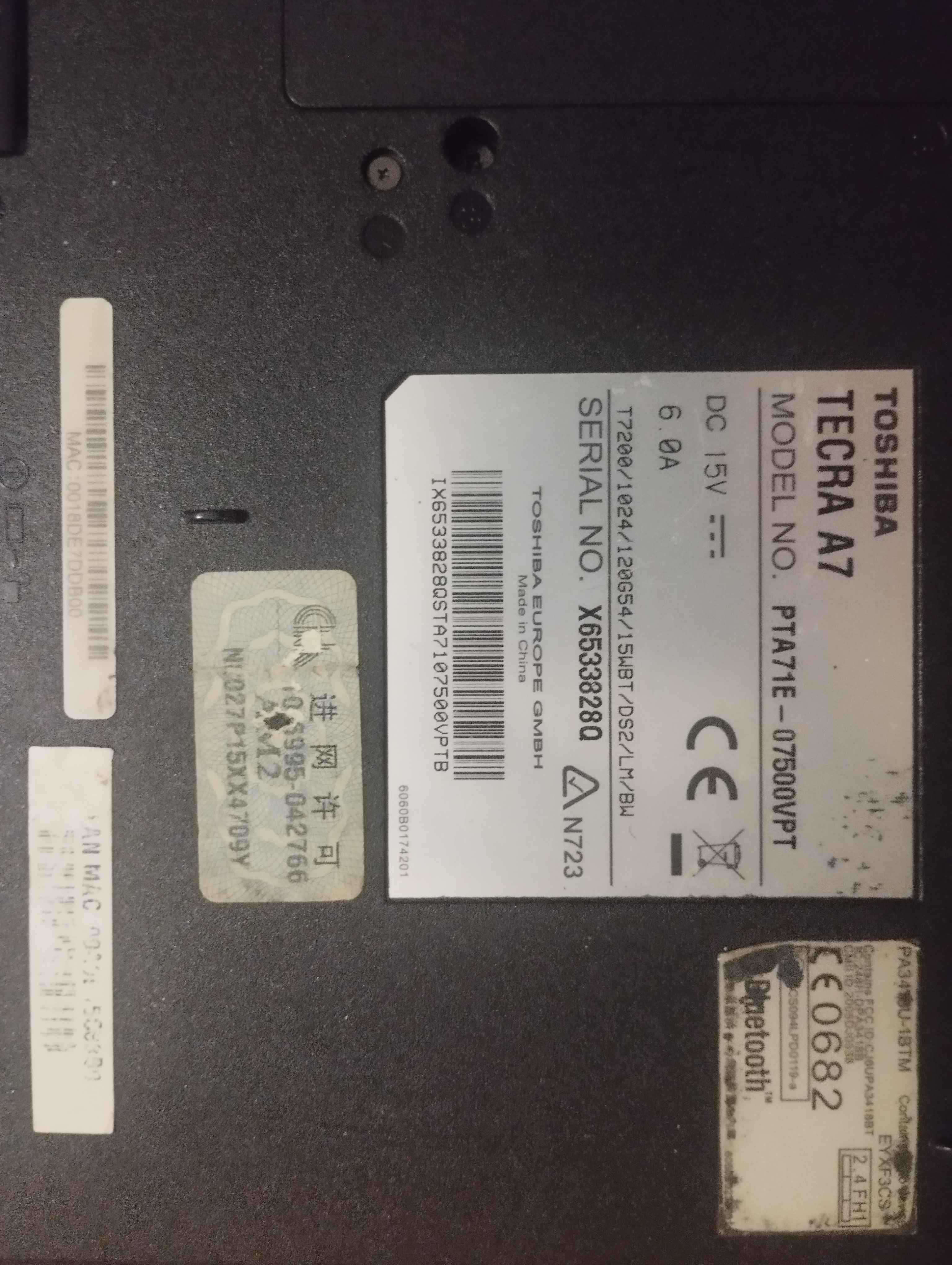 Computador Toshiba TECRA A7 15V