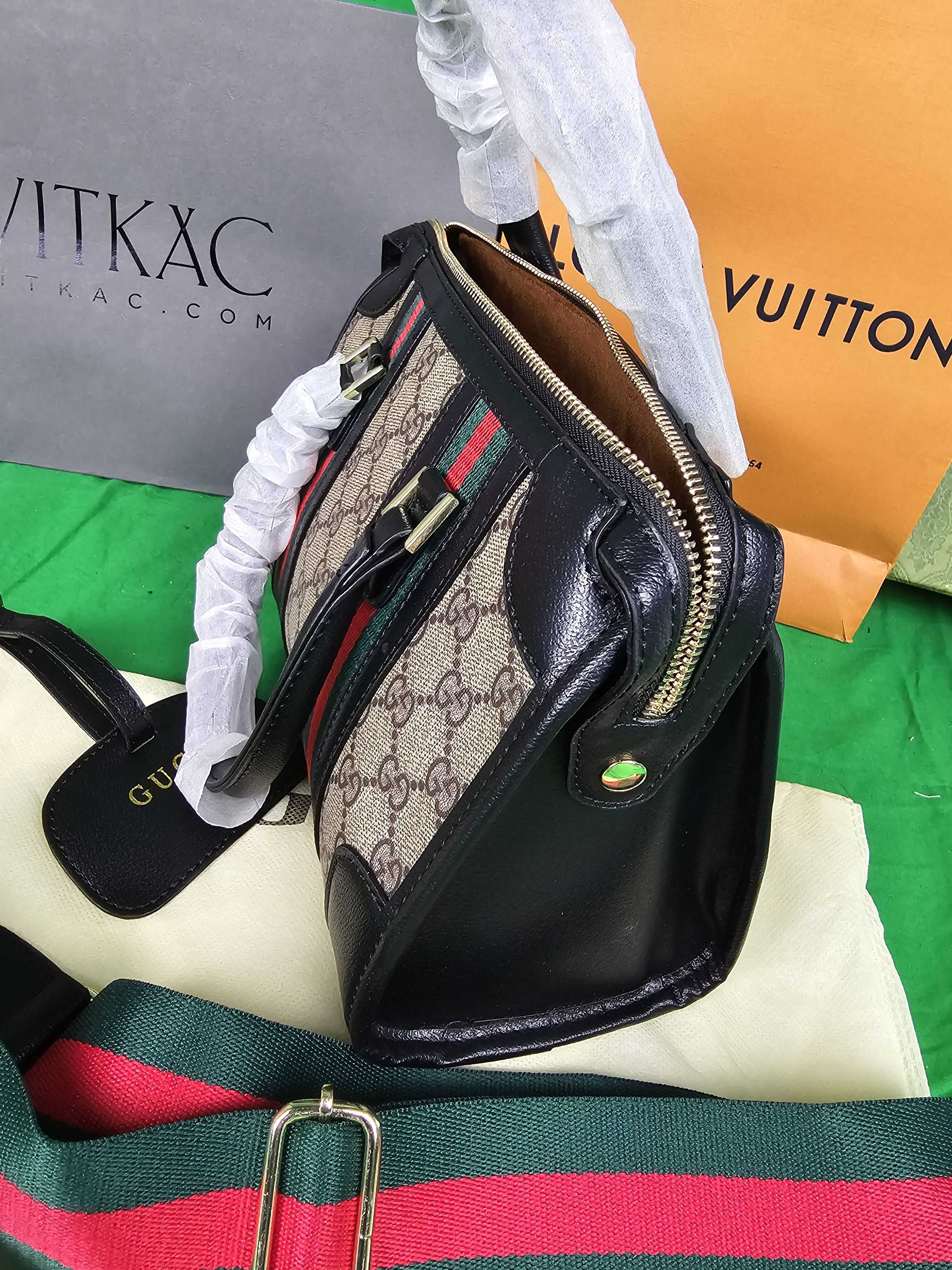 Torba damska kuferek gucci beż czarny hit