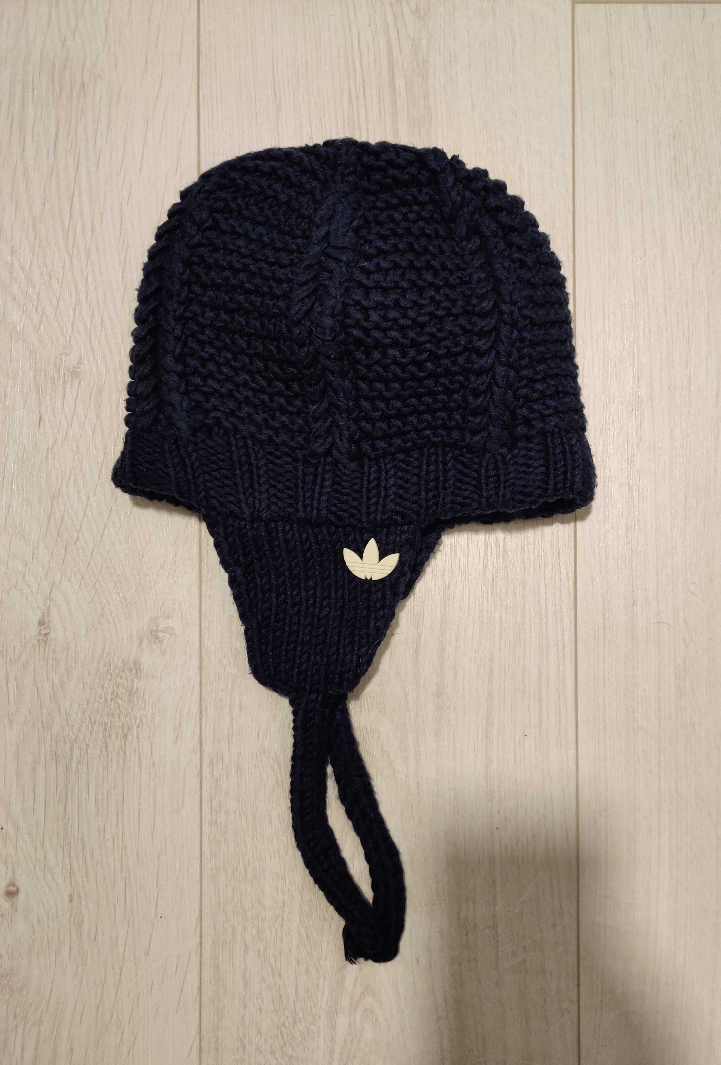 Adidas czapka zimowa oryginalna na zimę ciepła granatowa okazja