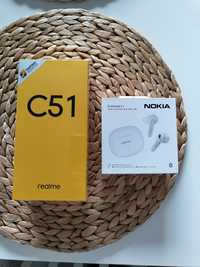 Sprzedam NOWY, zafoliowany Realme C51 + słuchawki Nokia nowe folia