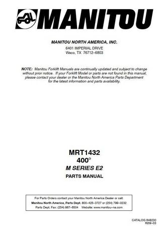 Katalog części MANITOU MRT 1432