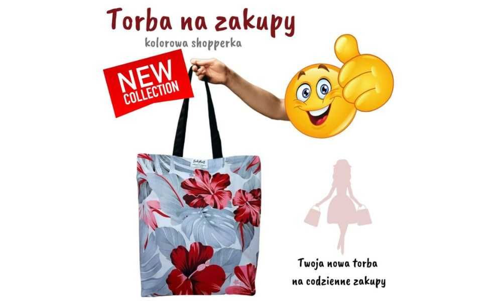 Torba na zakupy bawełniana shopperka kolorowa siatka