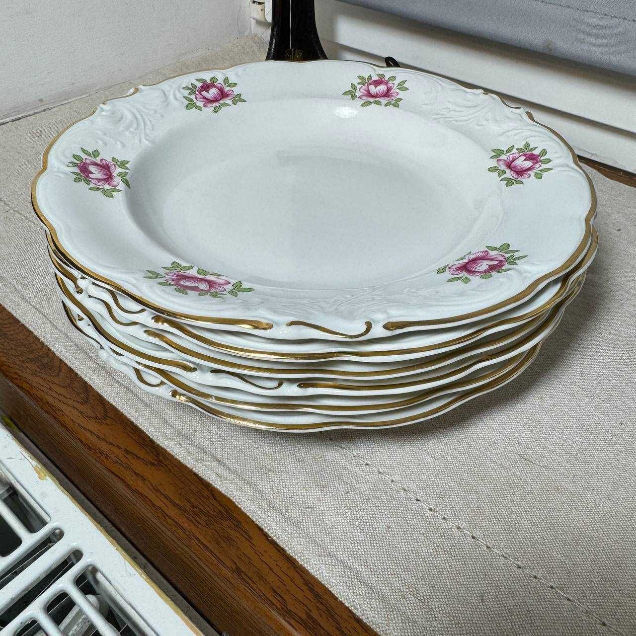 Talerze obiadowe Porcelana Wałbrzych Fryderyka Różyczki PRL