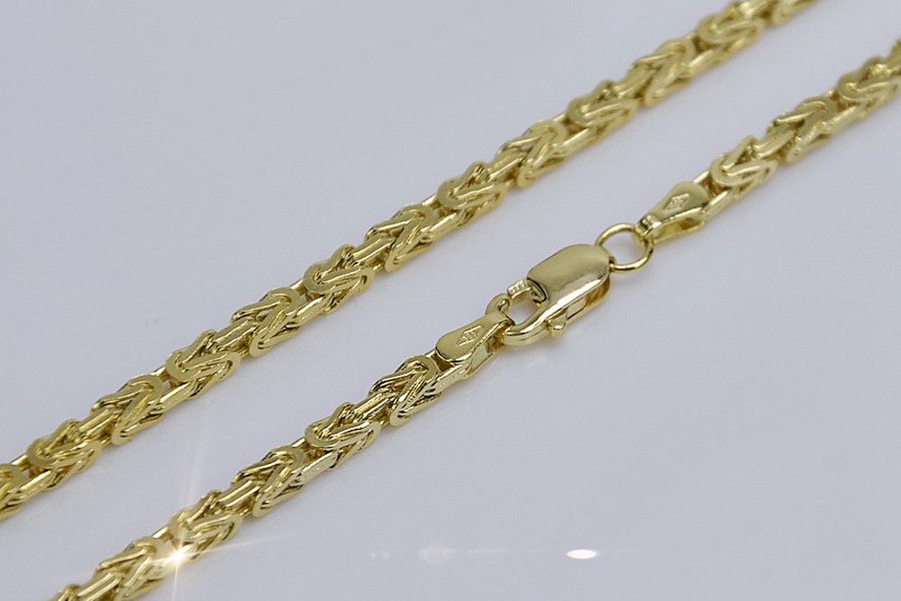 Srebrny łańcuszek pozłacany 925 Królewski Bizantyjski cc014yp 4mm Wr