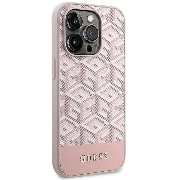 Etui Guess GCube Stripes MagSafe na iPhone 14 Pro - różowe