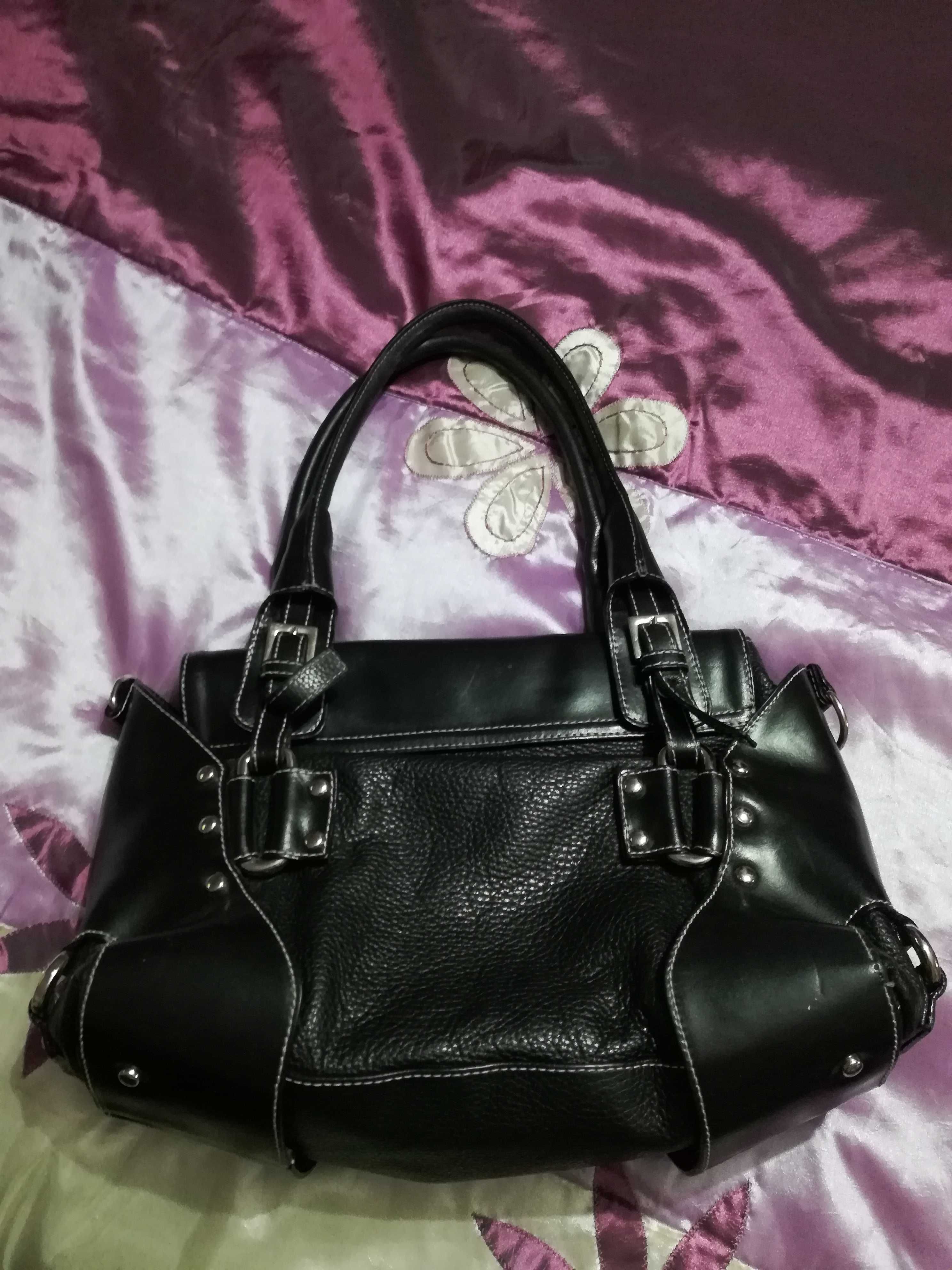 Torebka czarna Barbara Milano, Genuine Leather