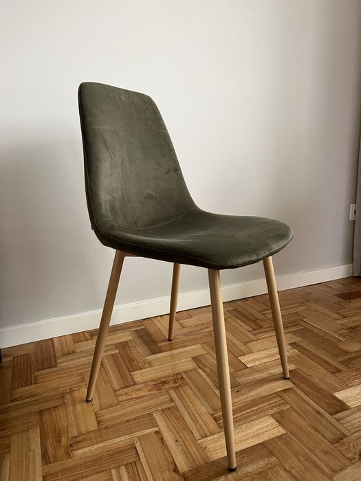 4 cadeiras de sala verde de tecido