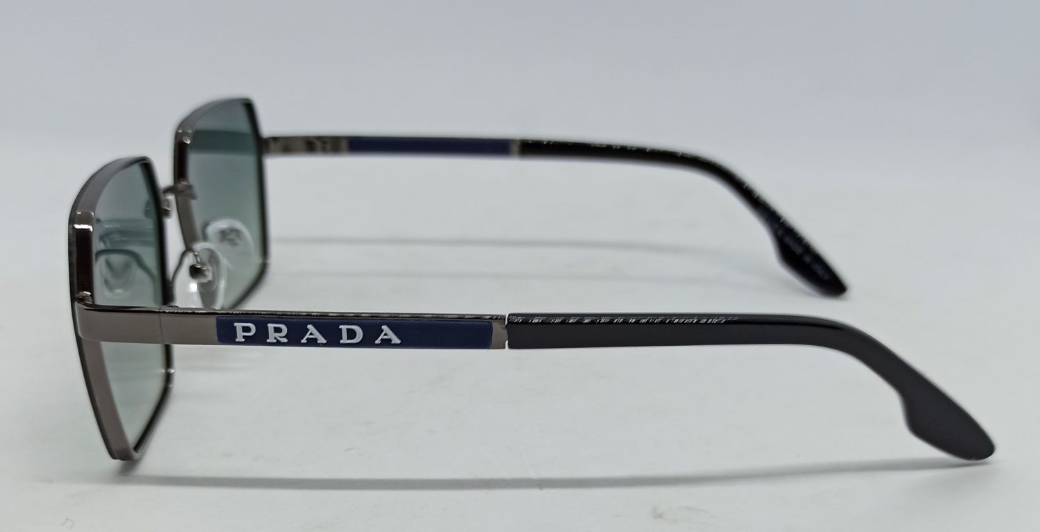 Мужские брендовые очки серо зеленый градиент в сером металле