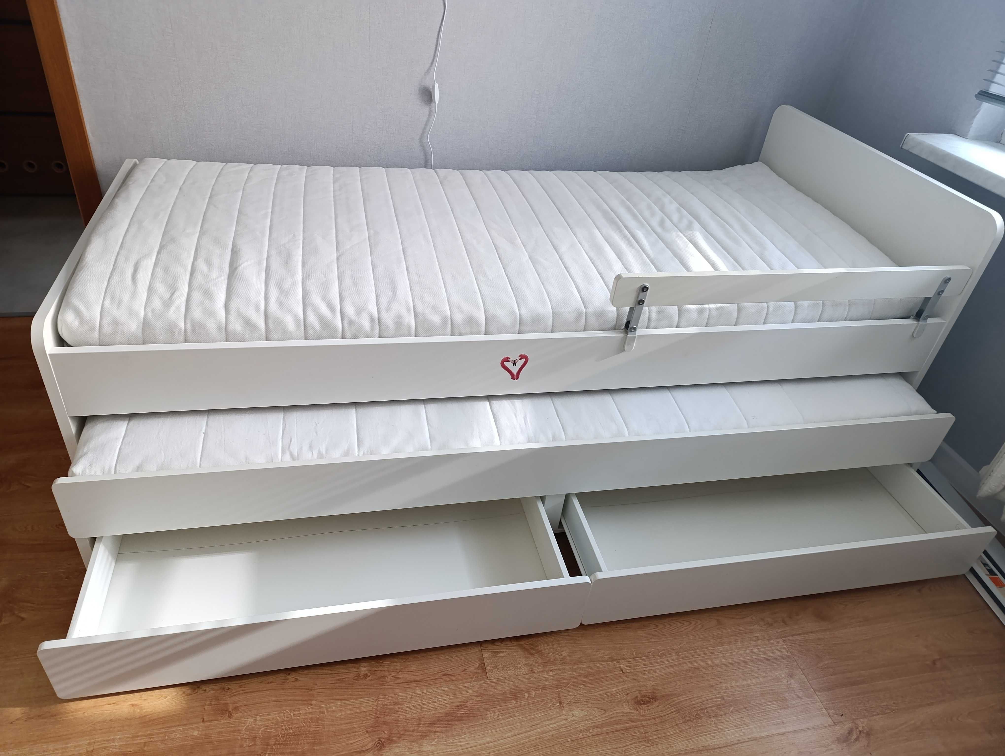 Łóżko Slakt Ikea z łóżkiem  dolnym i szufladami 206 x 96