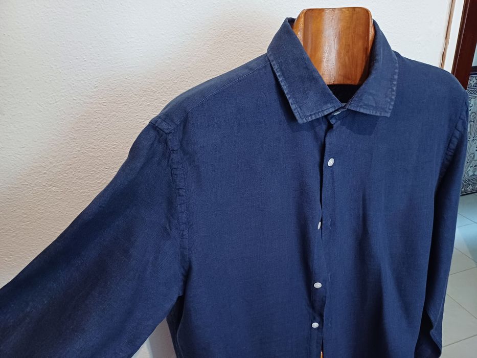 Camisa Azul Marinho 100% Linho Mr. Blue Mark Bellucci M