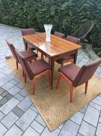 PRL stół i 6 krzeseł