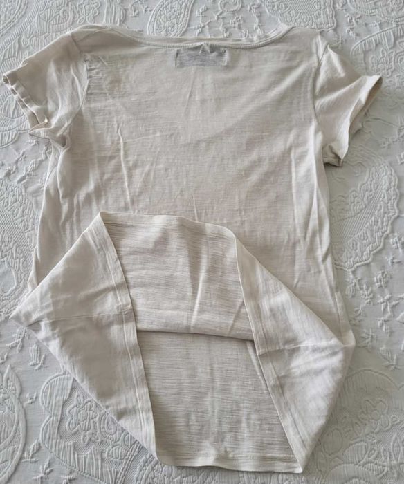 T-shirt Zara manga curta, branca, tamanho M