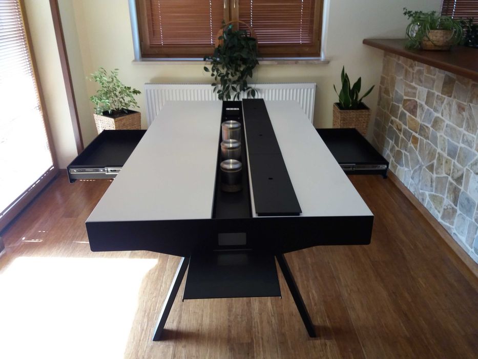 Stół 180x100 - dwa blaty, masywny, konstrukcja stalowa (nowy)