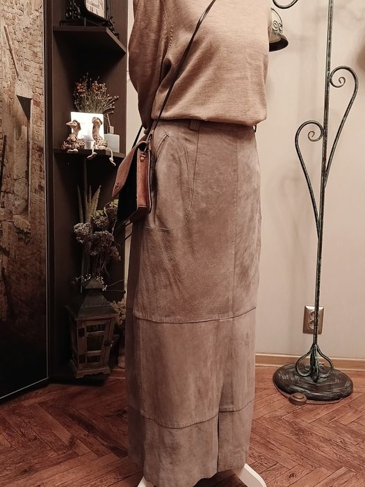 Спідниця натуральна замша довга М-L шкіряна макси юбка