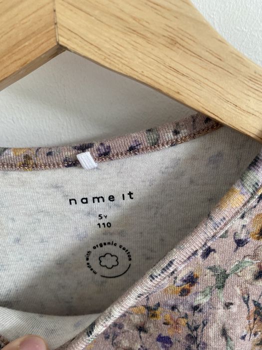 Sukienka name it 110 wrzosowa kwiatki roślinki liliowa bufki